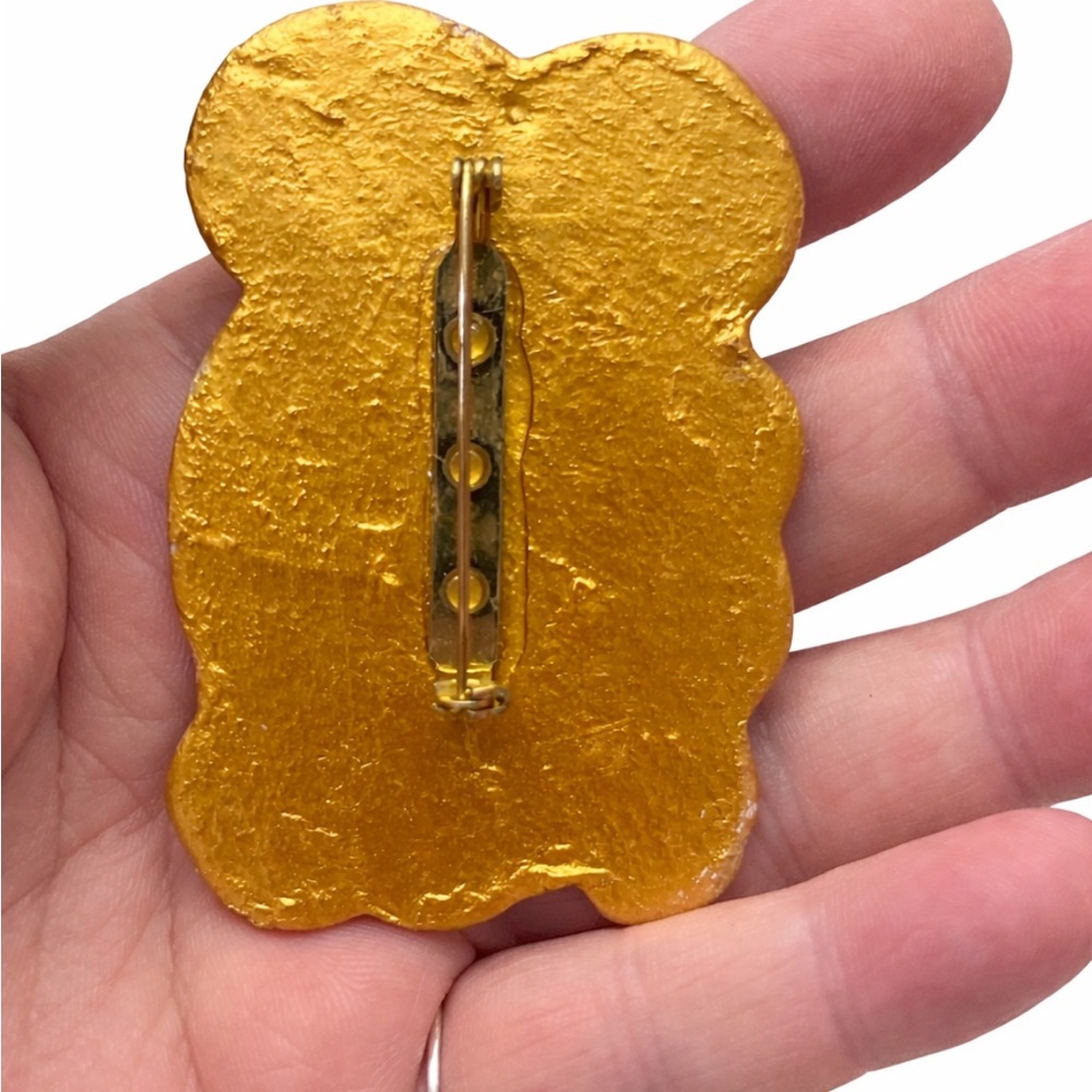 Vintage Resin Twin Angle Cherub Brooch Seed Bead Accent Figural Pin 79’s - Picture 3 of 5